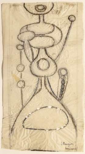 Louise Bourgeois, Boxwood, 1945, graphite ans colour crayon on tracing paper, 27 x 15 cm