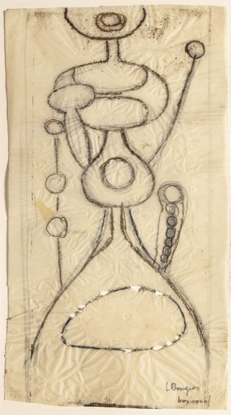 Louise Bourgeois, Boxwood, 1945, graphite ans colour crayon on tracing paper, 27 x 15 cm