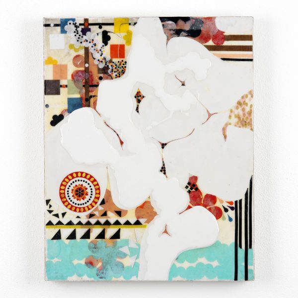 Jacob Hashimoto, Cyclon and the Wonder Wheel, 2008, acrylique, papier et uréthane sur toile de lin, 48 x 38,5 x 4 cm