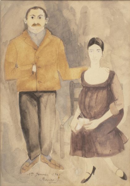 ROSINE BALDACCINI, CÉSAR ET ROSINE, PLÂTRE PEINT, 33 × 55 × 32 CM