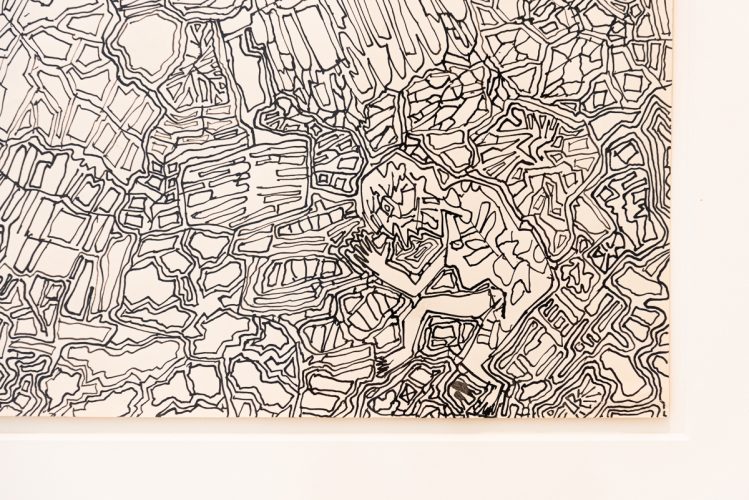 JEAN DUBUFFET, PAYSAGE AVEC DEUX PERSONNAGES, 1952, INK ON PAPER, 50 × 65 cm