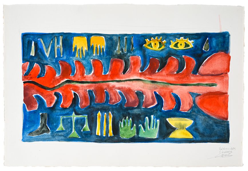 Pauline GUERRIER (1990)
Vertebras, 2023 Aquarelle et mine de plomb sur papier Arches 
38 x 56 cm