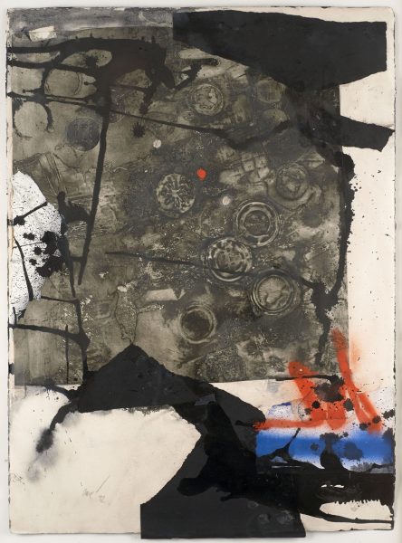 Antoni Clavé, Le Point Rouge, 1992, mixed media on paper, 77,5 x 57 cm