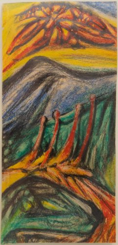 ROBERTO MATTA, Untitled, 1938, Color pencil on paper, 14 × 7 cm