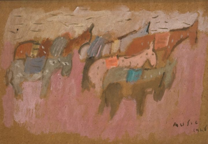 ZORAN MUSIC, Cavallini, 1946, Oil on board, 34 × 49 cm
