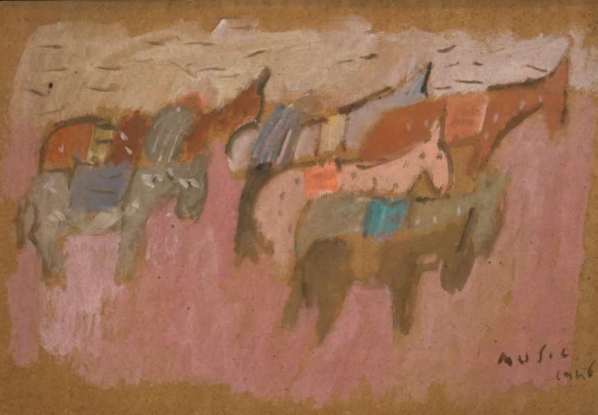 ZORAN MUSIC, Cavallini, 1946, Oil on board, 34 × 49 cm