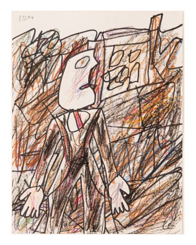 JEAN DUBUFFET, PAYSAGE AVEC DEUX PERSONNAGES, 1952, INK ON PAPER, 50 × 65 cm