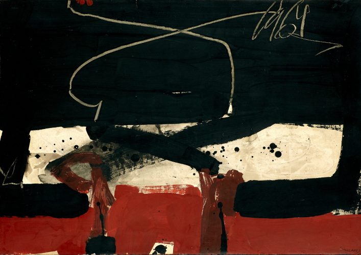 MANOLO MILLARES, UNTITLED, 1964, ACRYLIC ON PAPER, 70 × 100 cm