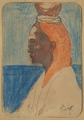 Pablo Picasso, La mujer del cantaro, 1901, ink and  coloured pencils, 14 x 9 cm