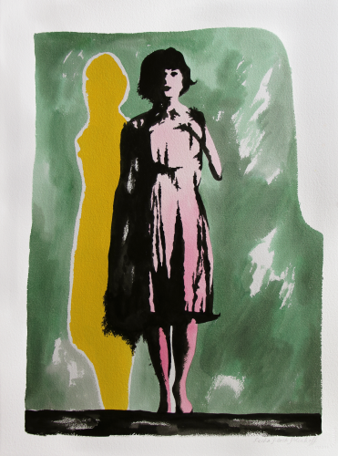 Sacha FLOCH POLIAKOFF M.H., 2020 signé en bas à droite encre de Chine, encre de couleur et acrylique sur papier chiffon 75 x 55 cm