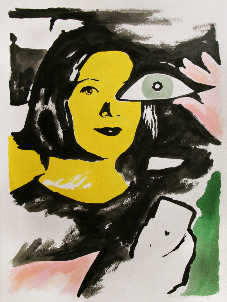 Sacha FLOCH POLIAKOFF Victoire, 2020 signé en bas à droite encre de Chine, encre de couleur et acrylique sur papier chiffon 75 x 55 cm